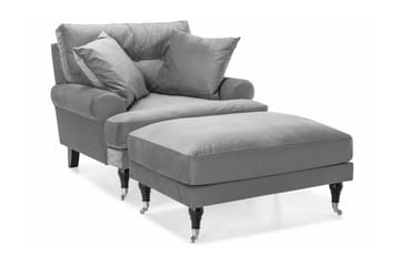 Andrew Fåtölj med Fotpall Sammet