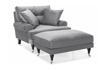 Andrew Fåtölj med Fotpall Sammet