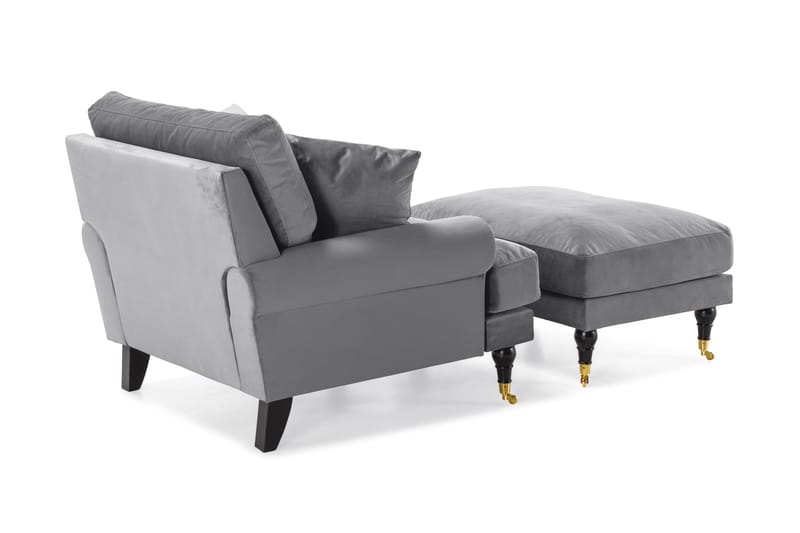 Andrew Fåtölj med Fotpall Sammet - Silvergrå/Mässing - Möbler - Stolar & fåtöljer - Fåtölj - Howard fåtölj