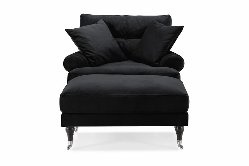 Andrew Fåtölj med Fotpall Sammet - Svart/Krom - Möbler - Stolar & fåtöljer - Fåtölj - Howard fåtölj