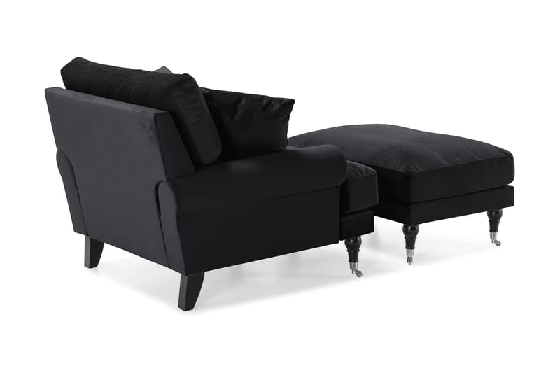 Andrew Fåtölj med Fotpall Sammet - Svart/Krom - Möbler - Stolar & fåtöljer - Fåtölj - Howard fåtölj