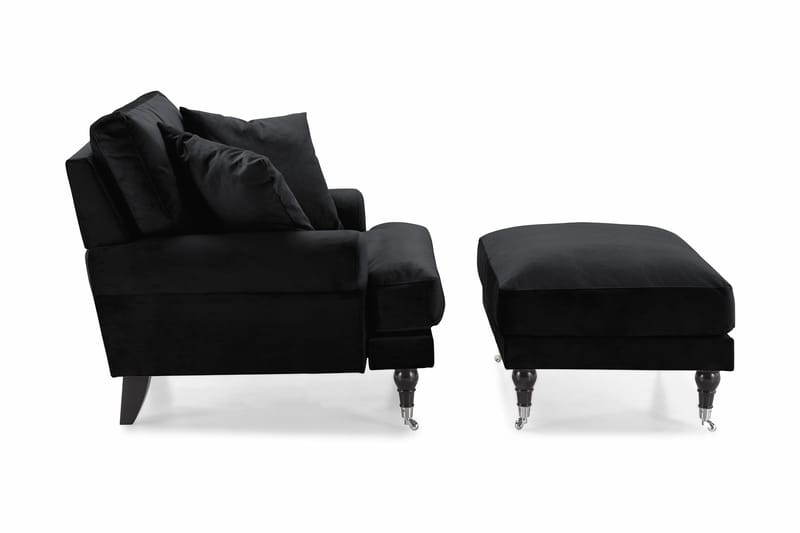 Andrew Fåtölj med Fotpall Sammet - Svart/Krom - Möbler - Stolar & fåtöljer - Fåtölj - Howard fåtölj