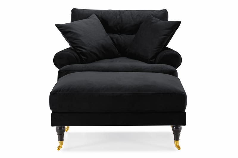 Andrew Fåtölj med Fotpall Sammet - Svart/Mässing - Möbler - Stolar & fåtöljer - Fåtölj - Howard fåtölj