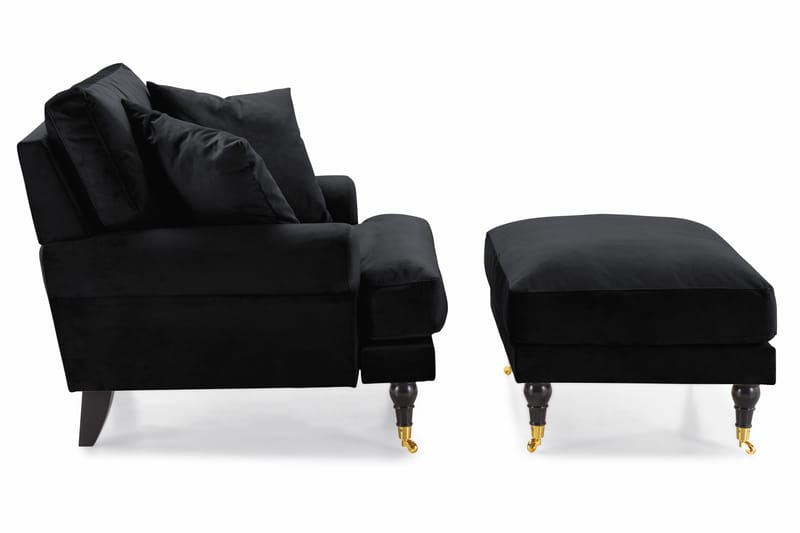 Andrew Fåtölj med Fotpall Sammet - Svart/Mässing - Möbler - Stolar & fåtöljer - Fåtölj - Howard fåtölj