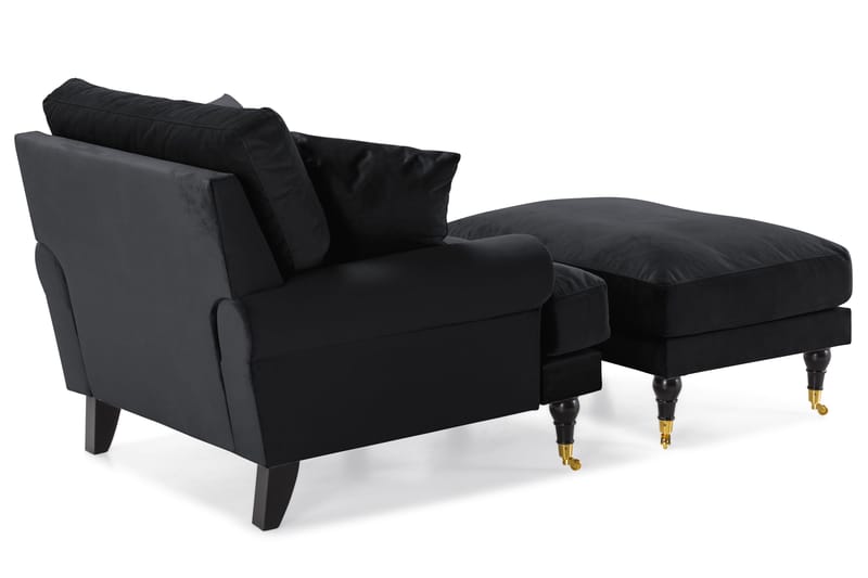 Andrew Fåtölj med Fotpall Sammet - Svart/Mässing - Möbler - Stolar & fåtöljer - Fåtölj - Howard fåtölj