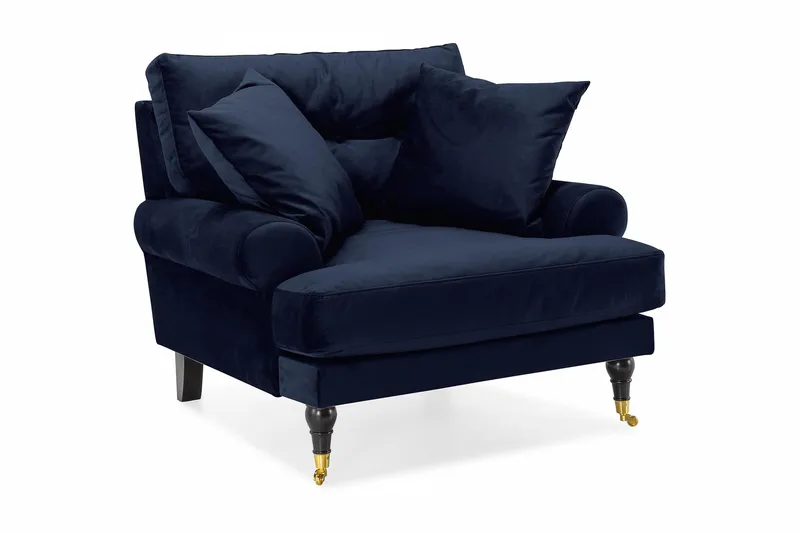 Andrew Sammetsfåtölj, Midnattsblå/Mässing