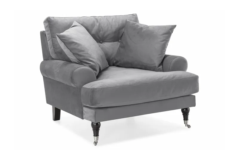 Andrew Sammetsfåtölj, Silvergrå/Krom