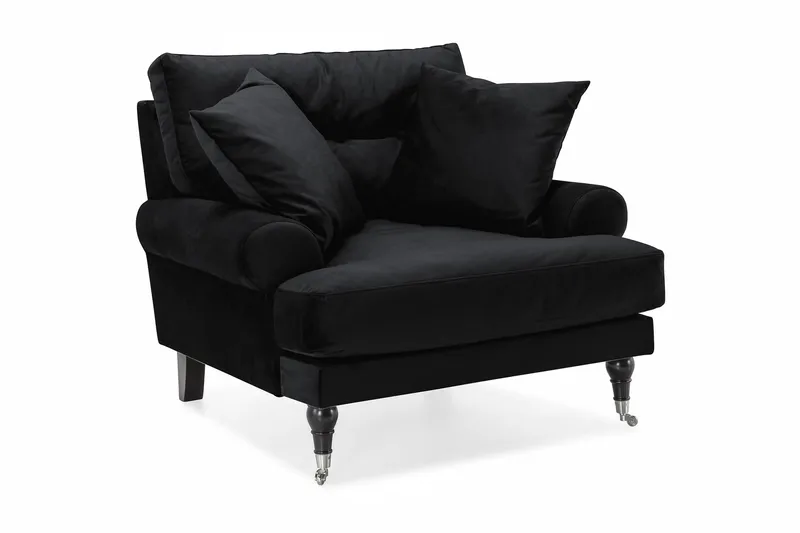 Andrew Sammetsfåtölj, Svart/Krom