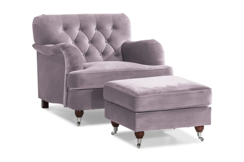 Howard Riviera Fåtölj med Fotpall, Lila