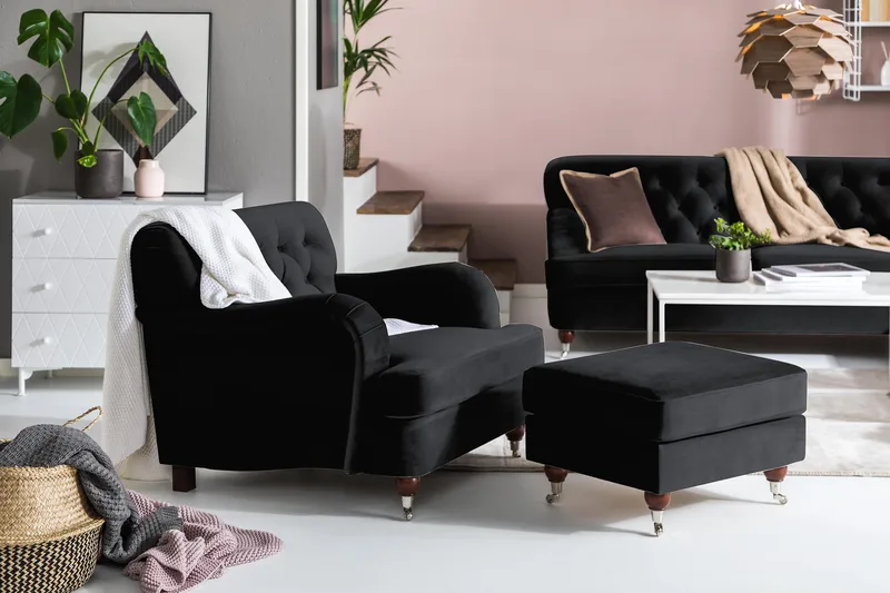 Howard Riviera Fåtölj med Fotpall - Svart - Möbler - Stolar & fåtöljer - Fåtölj - Howard fåtölj