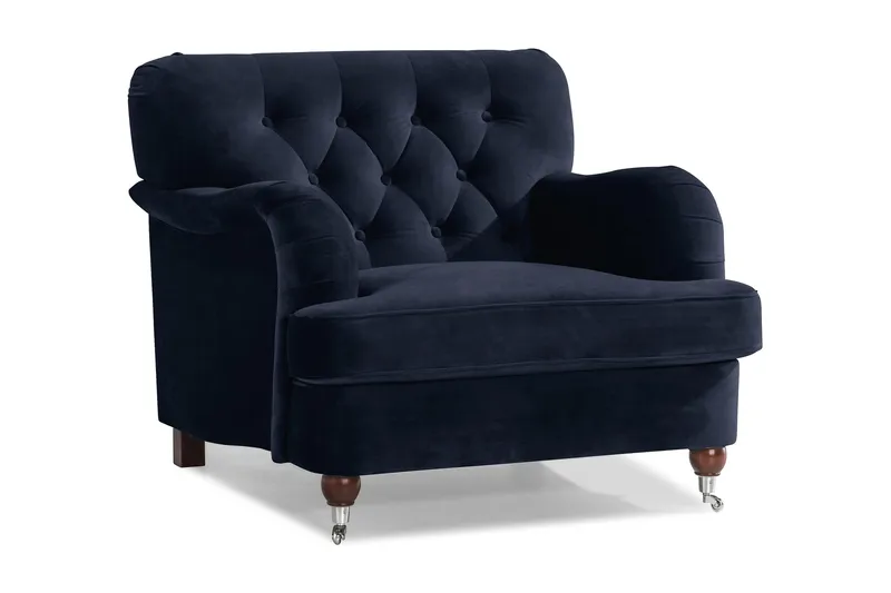 Howard Riviera Sammetsfåtölj, Midnattsblå