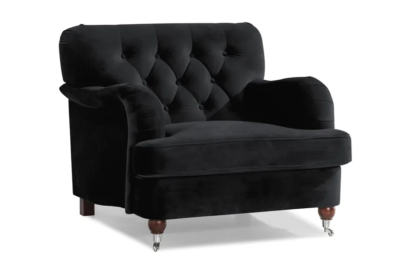 Howard Riviera Sammetsfåtölj, Svart