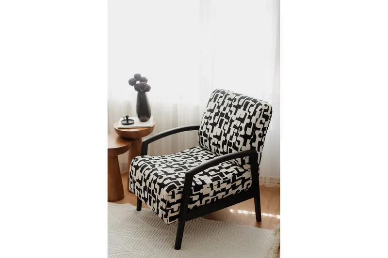 Illen Öronlappsfåtölj - Svart/Vit - Möbler - Stolar & fåtöljer - Fåtölj - Öronlappsfåtölj