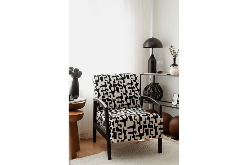 Illen Öronlappsfåtölj - Svart/Vit - Möbler - Stolar & fåtöljer - Fåtölj - Öronlappsfåtölj