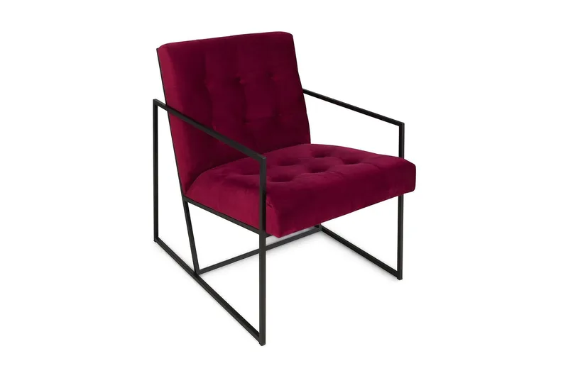 Indy Sammetsfåtölj, Röd/Svart