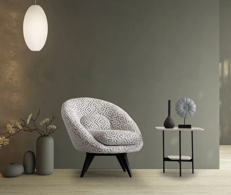 Ingang Fåtölj Chenille - Vit / Svart - Möbler - Stolar & fåtöljer - Fåtölj - Öronlappsfåtölj