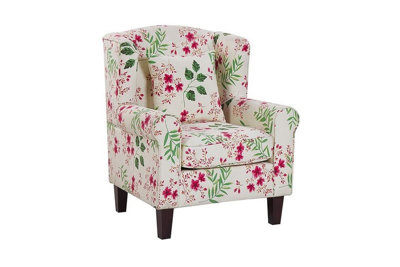 Ingeberg Fåtölj med Fotpall Blommönster - Beige - Möbler - Stolar & fåtöljer - Fåtölj