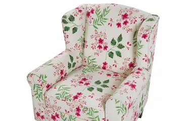 Ingeberg Fåtölj med Fotpall Blommönster - Beige - Möbler - Stolar & fåtöljer - Fåtölj