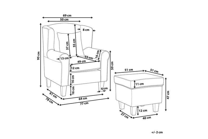 Ingeberg Fåtölj med Fotpall Blommönster - Beige - Möbler - Stolar & fåtöljer - Fåtölj
