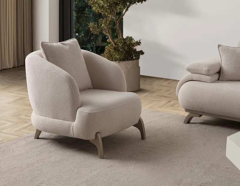 Kelnor Öronlappsfåtölj 80x78x80 cm - Beige - Möbler - Stolar & fåtöljer - Fåtölj - Öronlappsfåtölj