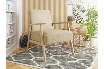 Knocklong Fåtölj i Boucle med Trästativ - Gräddvit - Möbler - Stolar & fåtöljer - Fåtölj