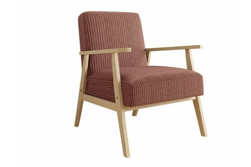 Knocklong Retro Fåtölj med Armstöd i Manchestertyg, Terrakotta