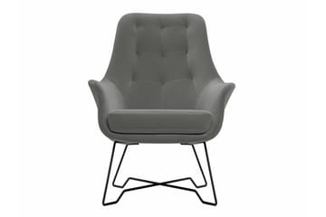 Laytown Modern Fåtölj i Sammet med Metallben - Grå - Möbler - Stolar & fåtöljer - Fåtölj