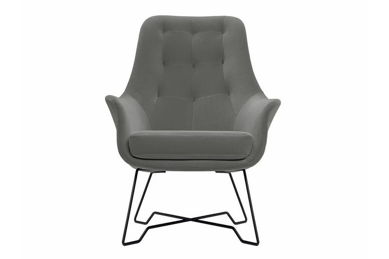 Laytown Modern Fåtölj i Sammet med Metallben - Grå - Möbler - Stolar & fåtöljer - Fåtölj