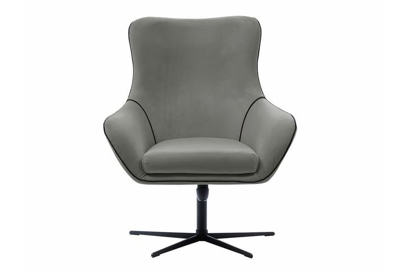 Laytown Modern Fåtölj i Sammet med Metallben - Grå - Möbler - Stolar & fåtöljer - Fåtölj