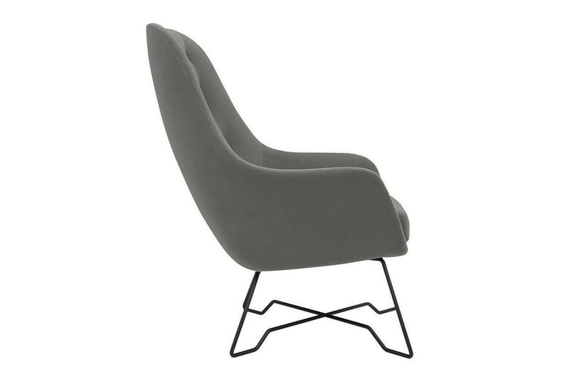 Laytown Modern Fåtölj i Sammet med Metallben - Grå - Möbler - Stolar & fåtöljer - Fåtölj