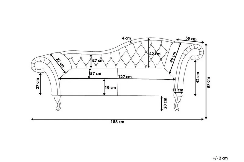 Lattes Schäslong Höger - Sammet/Rosa - Möbler - Soffa - Dagbäddar