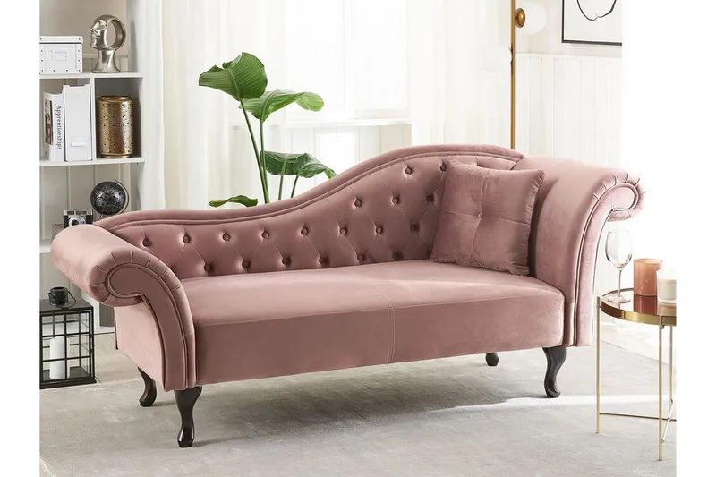 Lattes Schäslong Höger - Sammet/Rosa - Möbler - Soffa - Dagbäddar