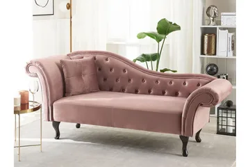Lattes Schäslong Vänster - Sammet/Rosa - Möbler - Soffa - Dagbäddar