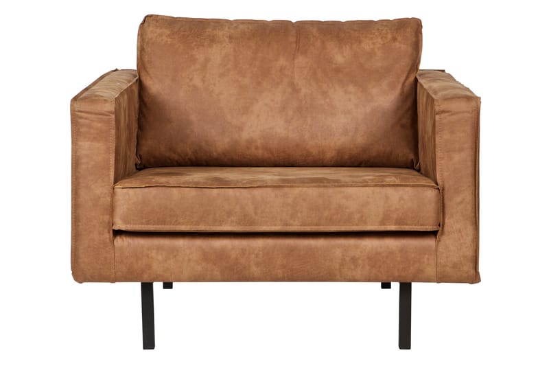 Lissbon Fåtölj i Konstläder med Metallben - Cognac - Möbler - Stolar & fåtöljer - Fåtölj - Skinnfåtölj & läderfåtölj