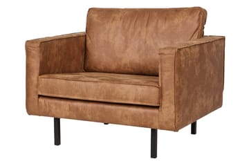 Lissbon Fåtölj i Konstläder med Metallben - Cognac - Möbler - Stolar & fåtöljer - Fåtölj - Skinnfåtölj & läderfåtölj