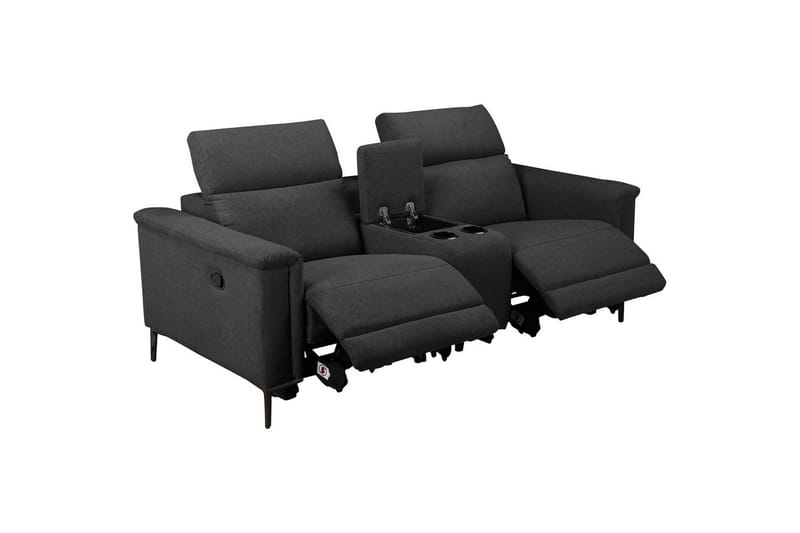 Lund 2-sits Reclinersoffa med Förvaring i Tyg - Grå - Möbler - Soffa - Biosoffa & reclinersoffa - 2 sits biosoffa & reclinersoffa