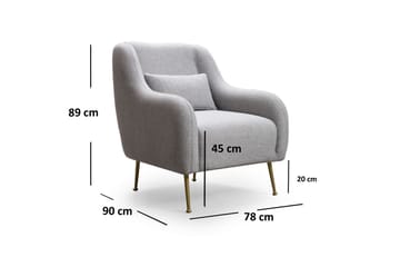 Makiylah Modern Fåtölj med Armstöd i Tyg med Metallben - Grå - Möbler - Stolar & fåtöljer - Fåtölj