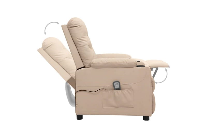 Massagefåtölj gräddvit tyg - Vit - Möbler - Stolar & fåtöljer - Fåtölj - Massagestol & massagefåtölj