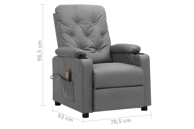 Massagefåtölj grå konstläder - Grå - Möbler - Stolar & fåtöljer - Fåtölj - Massagestol & massagefåtölj