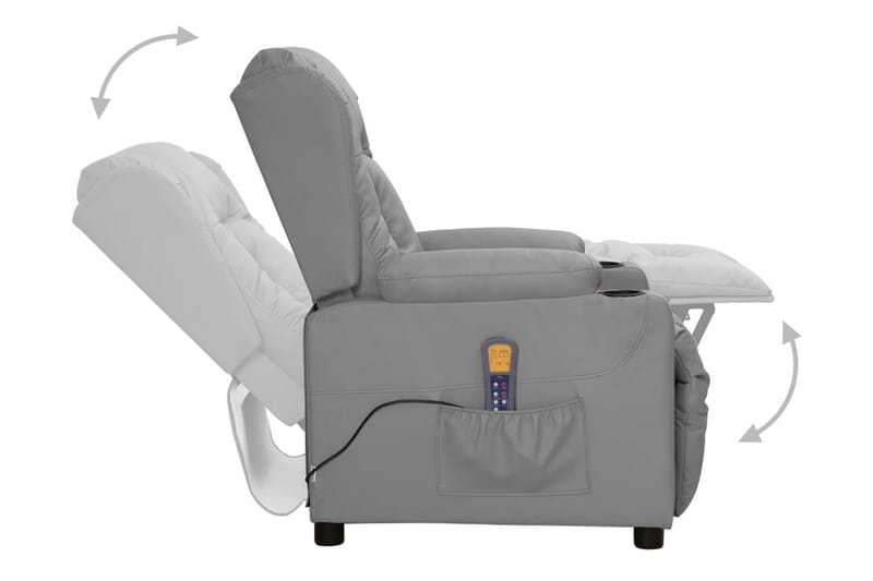 Massagefåtölj grå konstläder - Grå - Möbler - Stolar & fåtöljer - Fåtölj - Massagestol & massagefåtölj