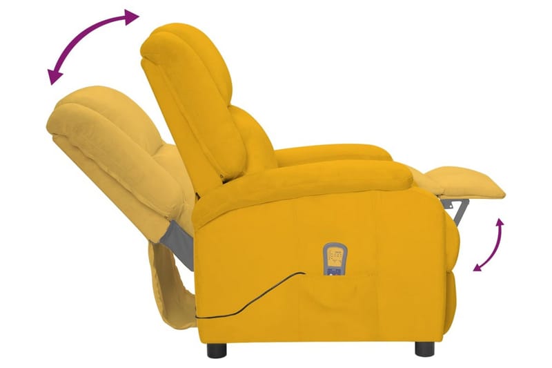 Massagefåtölj gul sammet - Gul - Möbler - Stolar & fåtöljer - Fåtölj - Massagestol & massagefåtölj