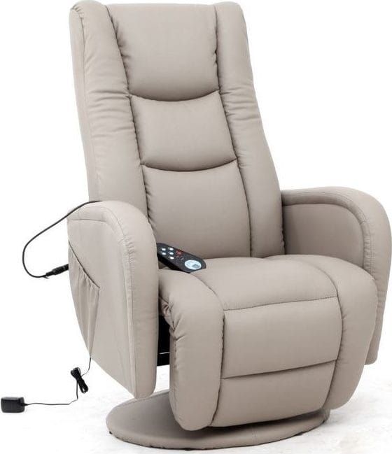 Massagefåtölj i beige PVC med fjärrkontroll - Cappuccino - Möbler - Stolar & fåtöljer - Fåtölj - Massagestol & massagefåtölj