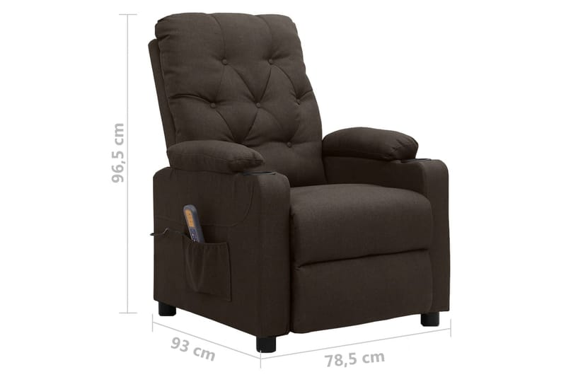 Massagefåtölj mörkbrun tyg - Brun - Möbler - Stolar & fåtöljer - Fåtölj - Massagestol & massagefåtölj