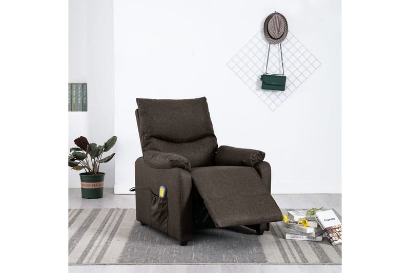 Massagefåtölj mörkbrun tyg - Mörkbrun - Möbler - Stolar & fåtöljer - Fåtölj - Massagestol & massagefåtölj