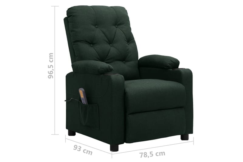 Massagefåtölj mörkgrön tyg - Grön - Möbler - Stolar & fåtöljer - Fåtölj - Massagestol & massagefåtölj