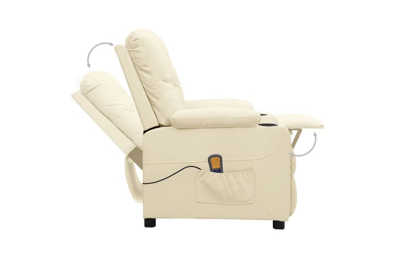 Massagefåtölj med uppresningshjälp gräddvit konstläder - Kräm - Möbler - Stolar & fåtöljer - Fåtölj - Massagestol & massagefåtölj