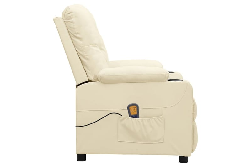 Massagefåtölj med uppresningshjälp gräddvit konstläder - Kräm - Möbler - Stolar & fåtöljer - Fåtölj - Massagestol & massagefåtölj