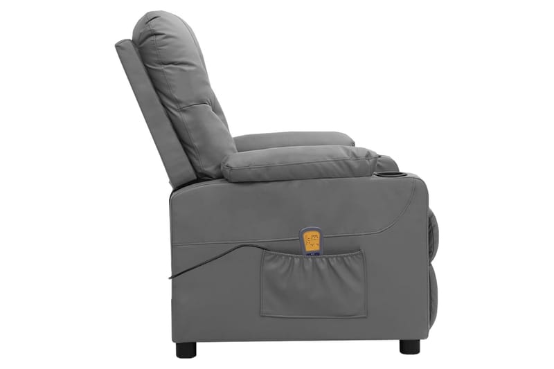 Massagefåtölj med uppresningshjälp grå konstläder - Grå - Möbler - Stolar & fåtöljer - Fåtölj - Massagestol & massagefåtölj