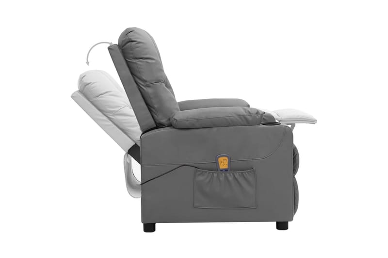 Massagefåtölj med uppresningshjälp grå konstläder - Grå - Möbler - Stolar & fåtöljer - Fåtölj - Massagestol & massagefåtölj