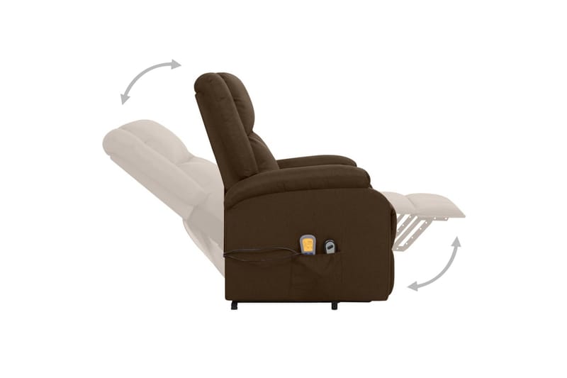 Massagefåtölj med uppresningshjälp mörkbrun tyg - Brun - Möbler - Stolar & fåtöljer - Fåtölj - Massagestol & massagefåtölj